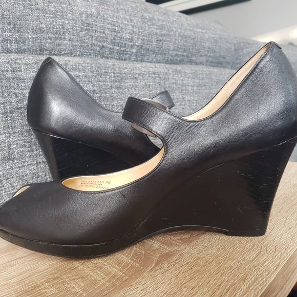 Cole Haan black open toe wedge heel size 9 - Picture 4 of 13